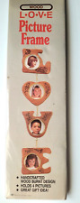 NEW VTG LOVE Wood Photo Wall Frame 4 Photos Wood Burn Floral Retro Valentine picture
