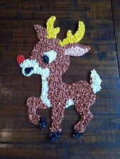 Vintage Rudolph Red-Nosed Reindeer melted popcorn plastic Christmas decoration picture
