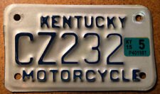 Expired Kentucky Motorcycle License Plate (Expired 2015) # CZ232 picture
