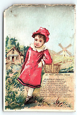 c1880 LITTLE RED RIDING HOOD BIG BAD WOLF FRENCH VICTORIAN TRADE CARD Z4119 picture