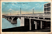 1926 DOUGLAS COUNTY BRIDGE LAURANCE KANSAS POSTCARD A4 picture