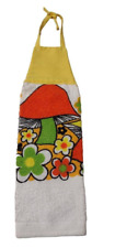60's Cannon Hanging Kitchen Towel Mushrooms Flower Power Kitschy Grannycore MCM picture