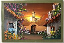 Large Hand Painted Ceramic Tile Wall Decor Los Cabos Mexico Courtyard 8x12