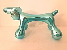 Pop Art Dog Figurine Décor Metallic Shiny Blue Finish 6½