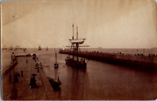 France, Trouville-sur-Mer, Boats & Walkers on the Pier, Vintage Print, ca picture