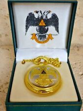 Masonic 32nd Degree Square and Compasses Pocket Watch Chain Vintage Mason Watch picture