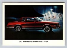 1983 Monte Carlo 2 Door Sport Coupe, Transportation, Antique Vintage Postcard picture
