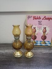 2 Vintage In Box Fairy Brand Decorative Glass Oil Lamps AO picture