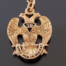 Vintage 14k Scottish Rites 32nd Degree Pendant Watch Fob with 2