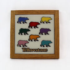 Masterworks Hand Crafted Art Tiles Ceramic Trivet White Yellowstone Bears Decor picture