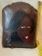 Vintage Arcane Artifacts    Mystery Sealed Grotesque Face Tooled Leather Pouch   picture