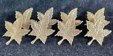 Vtg Set Of 4 Brass Maple Leaf Shaped Napkin Banded Rings Cast Metal Detail MCM picture