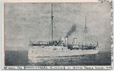 Postcard 1907 Ship Steamer Vessel Boat USS Raliech Smokestack Ocean View        picture