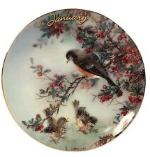 Vtg January Bless This House Porcelain Plate Robins Mom Fledglings Lena Liu COA picture