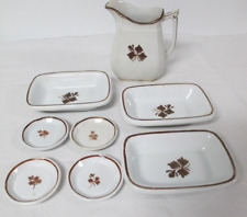 Vintage Ironstone China Copper Tea Leaf Alfred Meakin LOT OF 8 PC PITCHER DISHES picture