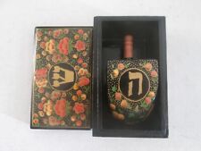 VTG RUSSIAN MADE JEWISH DREIDEL WITH BOX HANDPAINTED LACQUERED WOOD picture