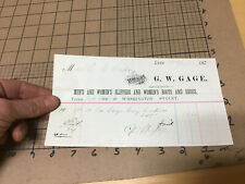 original paper receipt: G W GAGE - 1879 E BAILEY - boots shoes LYNN MASS picture