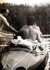 1960s Vintage Photo Kayaking Shirtless Affectionate Men Friends Gay int Snapshot picture