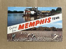 Postcard Memphis Tennessee TN Greetings Memphis Queen II Boat Picking Cotton picture