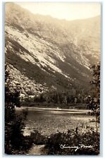 c1930's View Of Chimney Pond Maine ME, Mountain Scene RPPC Photo Postcard picture