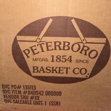 Peterboro Basket Co. Divided Picnic Organizer Wood Leather Handles Plastic Liner picture