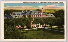 postcard Headquarters Building Of The Army General School Fort Riley Kansas B5 picture