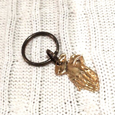 Vintage Praying Hands Gold Metal Keychain Christianity picture