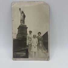 RPPC Postcard Family Posing By Statue Of Liberty 1907-1915 picture
