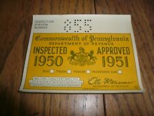 1950 1951 Pennsylvania Inspection Sticker Pa Penna - Nov - Apr - Vintage picture