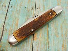 VINTAGE '22-32 QUEEN CITY USA BONE JUMBO SLEEVEBOARD ENGLISH POCKET KNIFE KNIVES picture