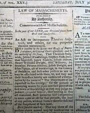 SAMUEL ADAMS Massachusetts Governor State Address 1796 Old Boston Newspaper   picture