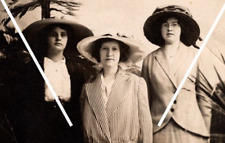 VTG RPPC Postcard 3 Women Suits Big Hats AZO picture