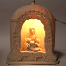 Porcelain Bisque Electric Light Up Madonna Mary Baby Jesus Christmas Christian picture