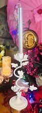 Beautiful Bohemian Cottage Rustic Metal Artist Blooming Rose White Candle Holder picture