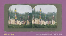 STEREO VIEW COLOR, USA, ALASKA, TOTEMS & INDIAN HOUSES, 1900-N173 picture