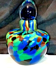 Murano Venetian Italian Art Glass Sommerso Murrina Blue Perfume Bottle W/Stopper picture