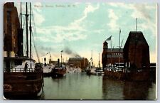 Postcard Harbor Scene Steamer Ship, Buffalo New York Posted 1913 picture