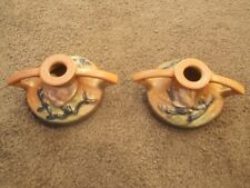 PAIR ROSEVILLE CANDLE HOLDERS  #1156 -2 1/2 MINT MAGNOLIA picture