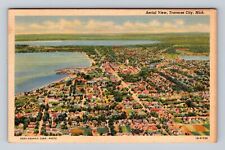 Traverse City MI-Michigan, Aerial View Traverse City Vintage c1945 Postcard picture