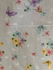 Thomaston Melanie Floral Butterfly Twin Flat Sheet  USA Made Vtg 80s EUC picture
