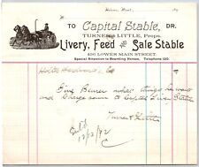 Capital Stable Turner & Little Helena, MT Livery Feed Sale Stable 1892 Billhead picture