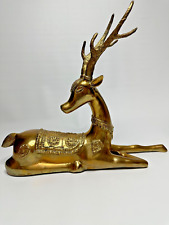 Large Brass Deer India Ornate Sculpture Figurine Sarreid MCM Hollywood Regency picture