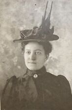 Pretty Woman Early 1900's Nice Hat & Photo Brooch Antique Vintage Photo picture
