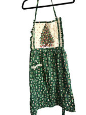 Women’s Vintage Christmas Tree Green Full Length Quilted And Doilies Apron picture