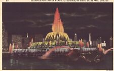 Buckingham Memorial Fountain, Grant Park - Chicago, Illinois Linen Postcard picture