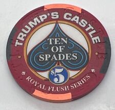 Trump’s Castle $5 Casino Chip Atlantic City New Jersey - Ten of Spades 1996 picture