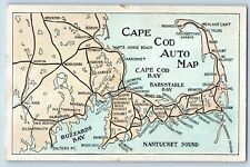 Cape Cod Massachusetts MA Postcard Bay Barn Buzzards Nantucket Map c1920 Vintage picture