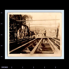 Vintage Photo MEN CONSTRUCTION WORKERS ON BRIDGE picture
