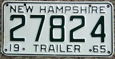 Vintage 1965 New Hampshire Trailer License Plate 27824 picture