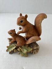 HOMCO Porcelain Mother and Baby Squirrels on Log Figurine #1457~~L@@K picture